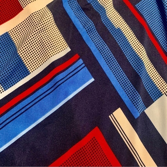 Notations Tunic Top 1X Red White Blue Short Sleeves Buttons Stretchy Boat Neck - Picture 12 of 15